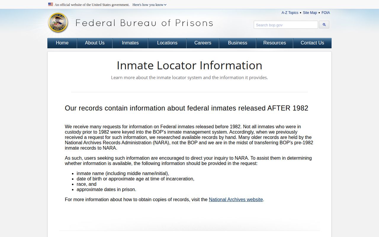 Park County projected release date federal BOP record explanation